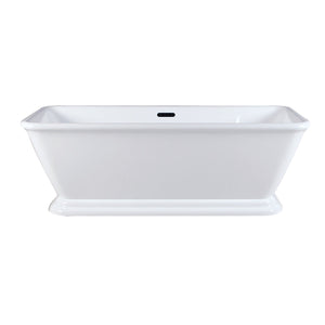 Aqua Eden VTSQ602824 60-Inch Acrylic Double Ended Pedestal Tub with Square Overflow and Pop-Up Drain, White
