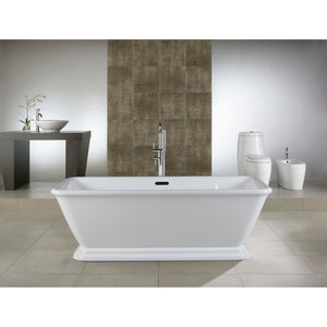 Aqua Eden VTSQ663124 66-Inch Acrylic Double Ended Pedestal Tub with Square Overflow and Pop-Up Drain, White