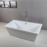 Aqua Eden VTSQ663422 66-Inch Acrylic Double Ended Freestanding Tub with Drain, White