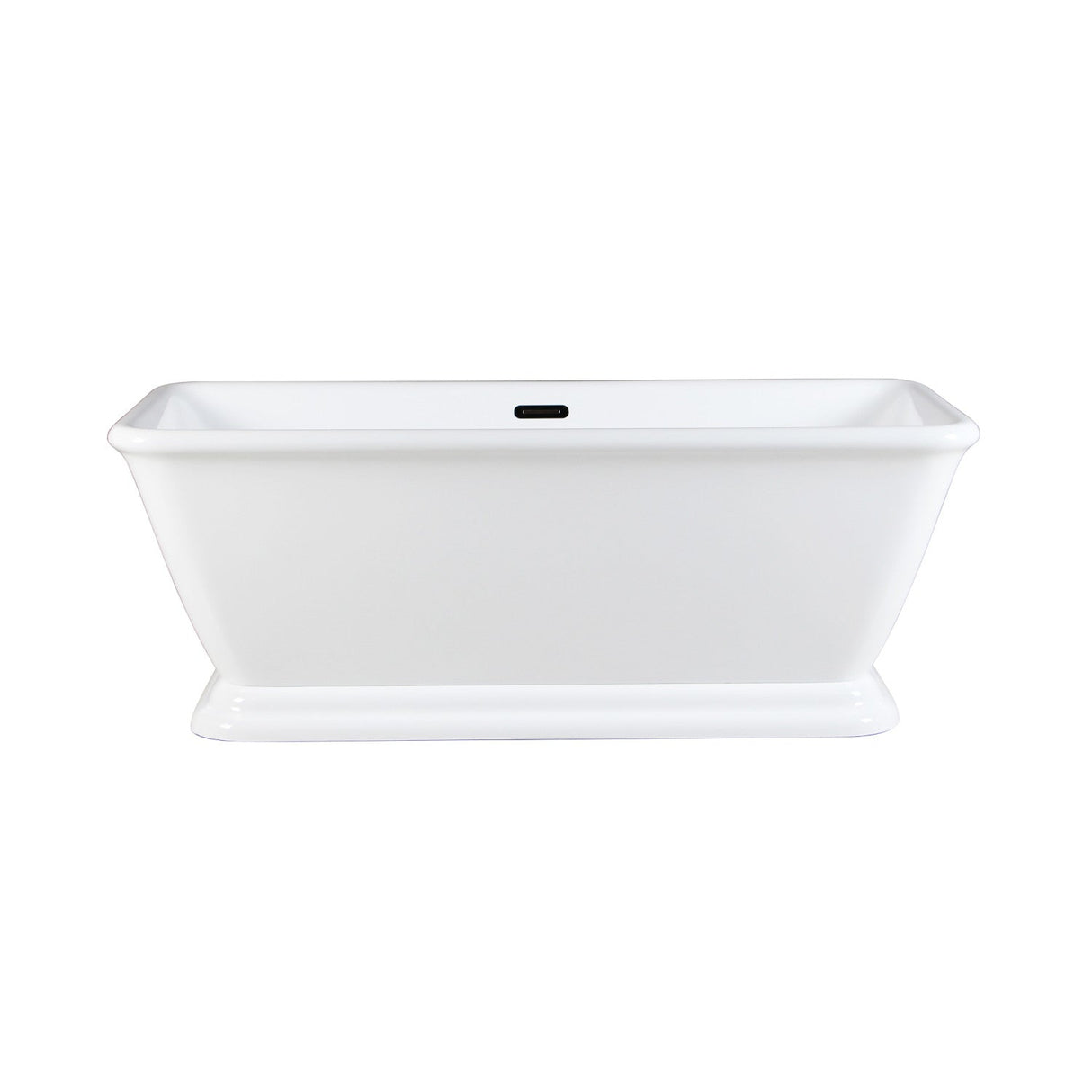 Aqua Eden VTSQ713224 71-Inch Acrylic Rectangular Pedestal Bathtub with Drain, Glossy White