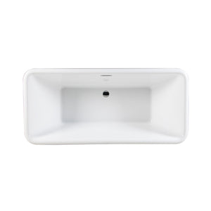 Aqua Eden VTSQ713224 71-Inch Acrylic Rectangular Pedestal Bathtub with Drain, Glossy White