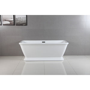 Aqua Eden VTSQ713224 71-Inch Acrylic Rectangular Pedestal Bathtub with Drain, Glossy White