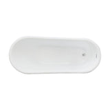 Aqua Eden VTSS672929 67-Inch Acrylic Single Slipper Pedestal Bathtub with Drain, Glossy White