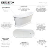 Aqua Eden VTSS672929 67-Inch Acrylic Single Slipper Pedestal Bathtub with Drain, Glossy White