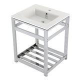 Fauceture VWP2522A1 25-Inch Ceramic Console Sink Set, White/Chrome