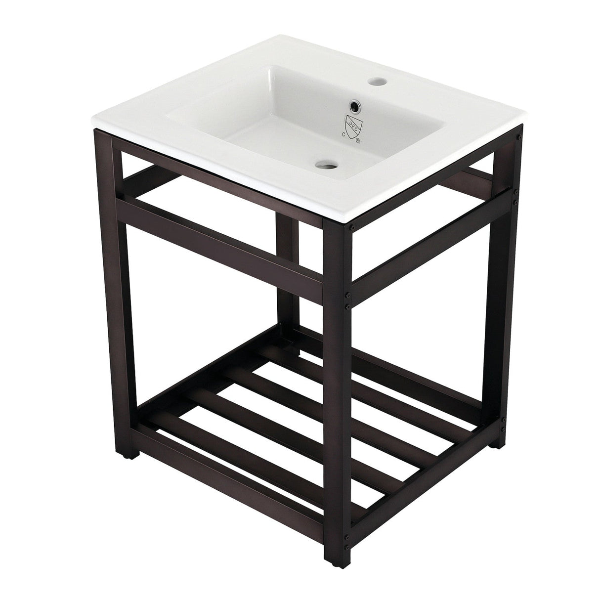 Fauceture VWP2522A5 25-Inch Ceramic Console Sink Set, White/Oil Rubbed Bronze