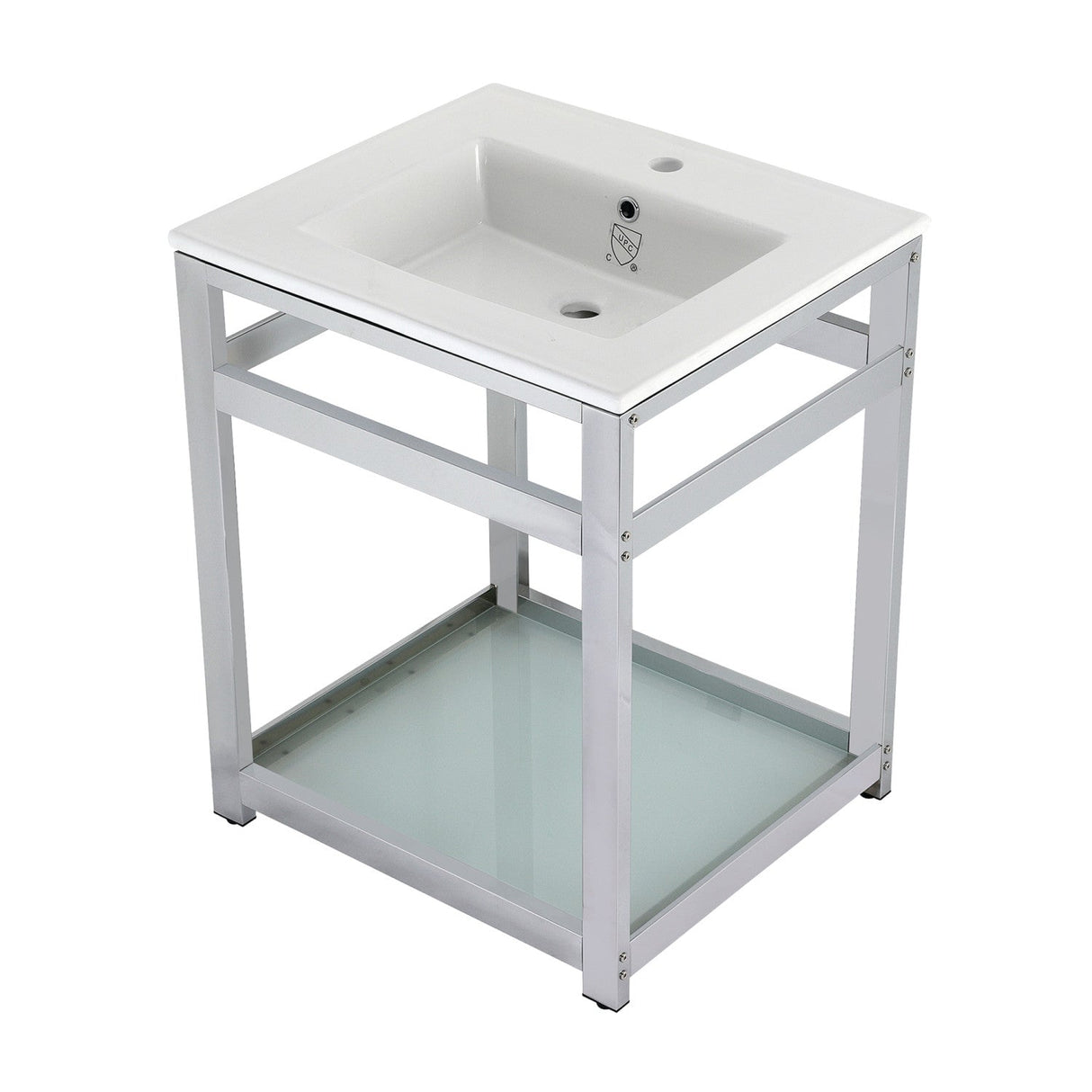 Fauceture VWP2522B1 25-Inch Ceramic Console Sink Set, White/Chrome