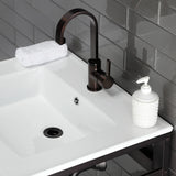 Fauceture VWP2522B5 25-Inch Ceramic Console Sink Set, White/Oil Rubbed Bronze