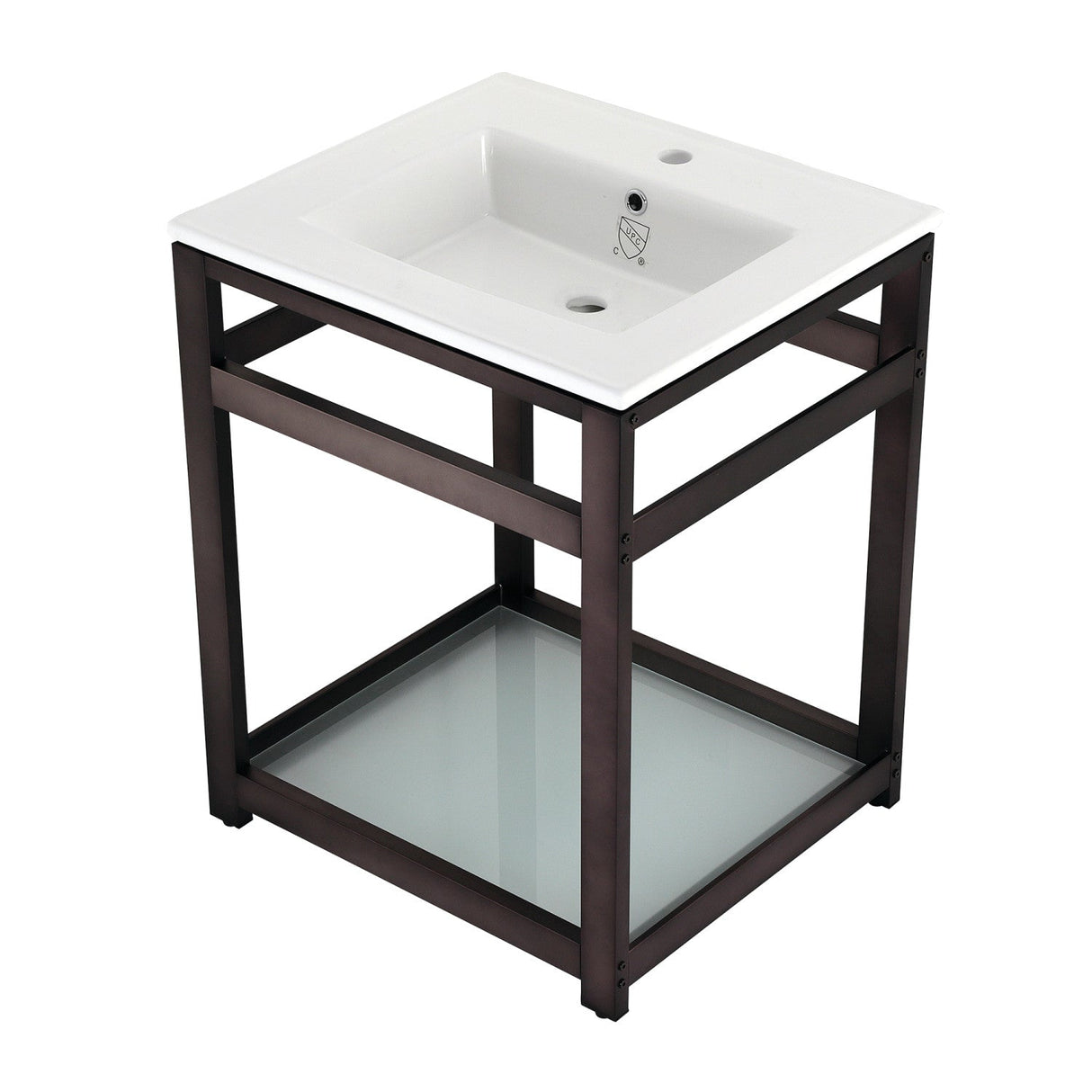 Fauceture VWP2522B5 25-Inch Ceramic Console Sink Set, White/Oil Rubbed Bronze