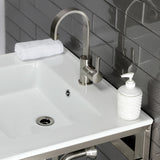 Fauceture VWP2522B8 25-Inch Ceramic Console Sink Set, White/Brushed Nickel