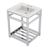 Fauceture VWP2522W4A1 25-Inch Ceramic Console Sink Set, White/Chrome