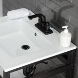 Fauceture VWP2522W4A5 25-Inch Ceramic Console Sink Set, White/Oil Rubbed Bronze