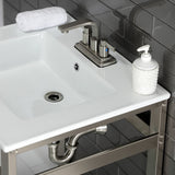 Fauceture VWP2522W4A8 25-Inch Ceramic Console Sink Set, White/Brushed Nickel