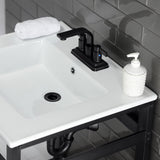 Fauceture VWP2522W4B0 25-Inch Ceramic Console Sink Set, White/Matte Black