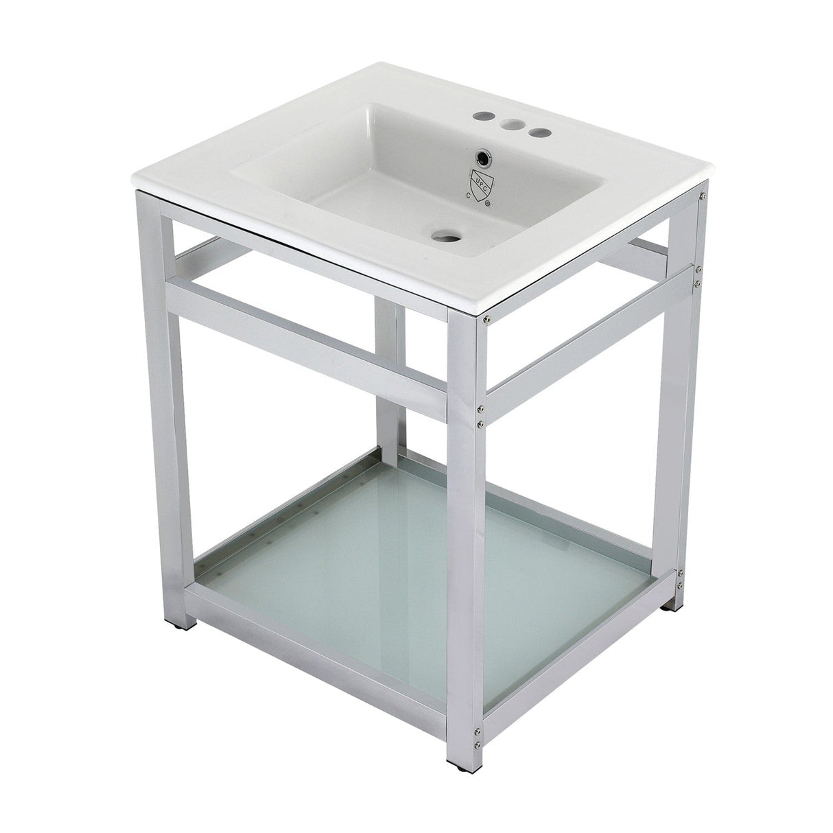 Fauceture VWP2522W4B1 25-Inch Ceramic Console Sink Set, White/Chrome