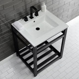 Fauceture VWP2522W8A0 25-Inch Ceramic Console Sink Set, White/Matte Black