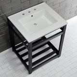 Fauceture VWP2522W8A0 25-Inch Ceramic Console Sink Set, White/Matte Black