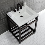 Fauceture VWP2522W8A5 25-Inch Ceramic Console Sink Set, White/Oil Rubbed Bronze