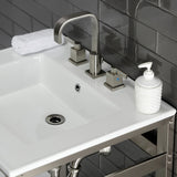 Fauceture VWP2522W8A8 25-Inch Ceramic Console Sink Set, White/Brushed Nickel