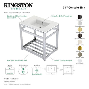Fauceture VWP3122A1 31-Inch Ceramic Console Sink Set, White/Chrome