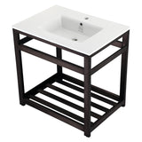 Fauceture VWP3122A5 31-Inch Ceramic Console Sink Set, White/Oil Rubbed Bronze