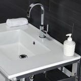 Fauceture VWP3122B1 31-Inch Ceramic Console Sink Set, White/Chrome