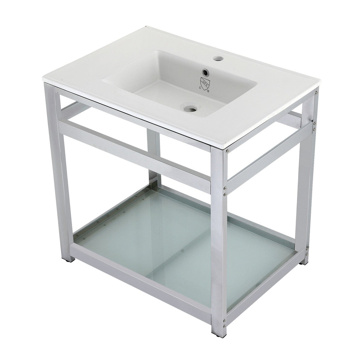 Fauceture VWP3122B1 31-Inch Ceramic Console Sink Set, White/Chrome