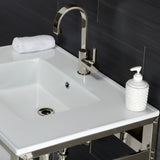 Fauceture VWP3122B6 31-Inch Ceramic Console Sink Set, White/Polished Nickel