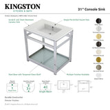 Fauceture VWP3122B8 31-Inch Ceramic Console Sink Set, White/Brushed Nickel