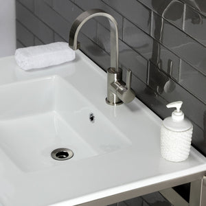 Fauceture VWP3122B8 31-Inch Ceramic Console Sink Set, White/Brushed Nickel