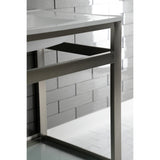 Fauceture VWP3122B8 31-Inch Ceramic Console Sink Set, White/Brushed Nickel