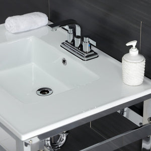 Fauceture VWP3122W4A1 31-Inch Ceramic Console Sink Set, White/Chrome