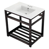 Fauceture VWP3122W4A5 31-Inch Ceramic Console Sink Set, White/Oil Rubbed Bronze