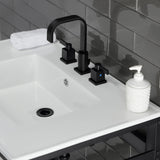 Fauceture VWP3122W8A0 31-Inch Ceramic Console Sink Set, White/Matte Black