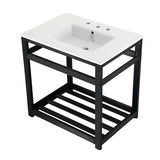 Fauceture VWP3122W8A0 31-Inch Ceramic Console Sink Set, White/Matte Black