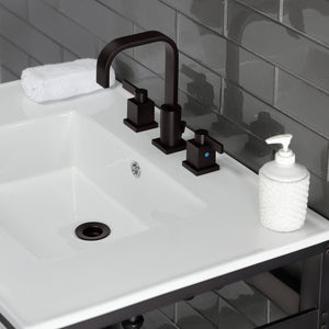 Fauceture VWP3122W8A5 31-Inch Ceramic Console Sink Set, White/Oil Rubbed Bronze