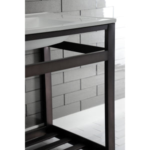 Fauceture VWP3122W8A5 31-Inch Ceramic Console Sink Set, White/Oil Rubbed Bronze