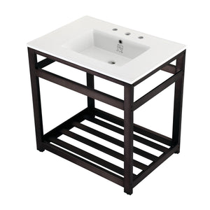 Fauceture VWP3122W8A5 31-Inch Ceramic Console Sink Set, White/Oil Rubbed Bronze