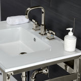 Fauceture VWP3122W8A6 31-Inch Ceramic Console Sink Set, White/Polished Nickel