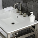 Fauceture VWP3122W8A8 31-Inch Ceramic Console Sink Set, White/Brushed Nickel