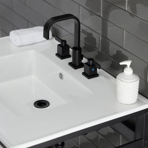 Fauceture VWP3122W8B0 31-Inch Ceramic Console Sink Set, White/Matte Black