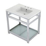 Fauceture VWP3122W8B1 31-Inch Ceramic Console Sink Set, White/Chrome