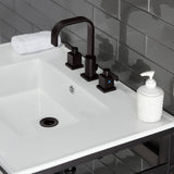 Fauceture VWP3122W8B5 31-Inch Ceramic Console Sink Set, White/Oil Rubbed Bronze