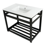 Quadras VWP3722A0 37-Inch Ceramic Console Sink Set, White/Matte Black