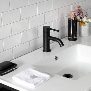 Quadras VWP3722B0 37-Inch Ceramic Console Sink Set, White/Matte Black