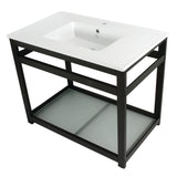 Quadras VWP3722B0 37-Inch Ceramic Console Sink Set, White/Matte Black