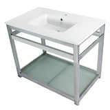 Quadras VWP3722B1 37-Inch Ceramic Console Sink Set, White/Polished Chrome