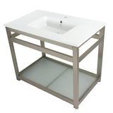 Quadras VWP3722B8 37-Inch Ceramic Console Sink Set, White/Brushed Nickel