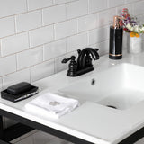 Quadras VWP3722W4B0 37-Inch Ceramic Console Sink Set, White/Matte Black