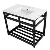 Quadras VWP3722W8A0 37-Inch Ceramic Console Sink Set, White/Matte Black